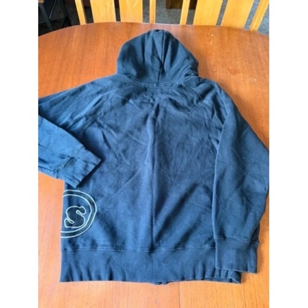 Vintage Seedless Black Full Zip Hoodie Embroidered Logo Graphic Hood Lining XL